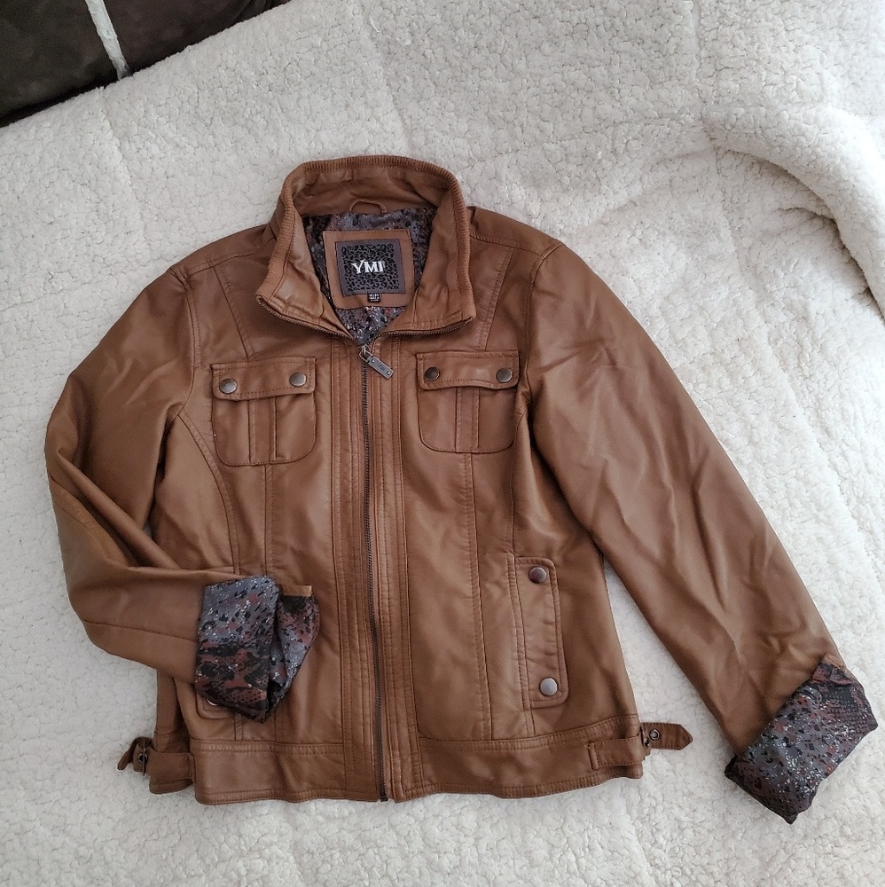 Super Soft Vegan Leather Zip High Collar Jacket - Picture 1 of 9